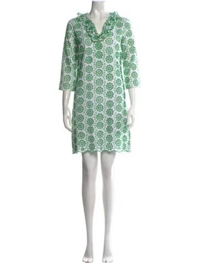 Pre-owned Milly Floral Print Mini Dress In Green