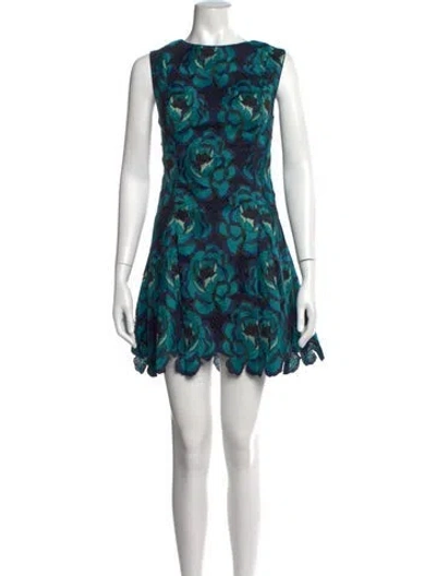 Pre-owned Milly Floral Print Mini Dress In Green