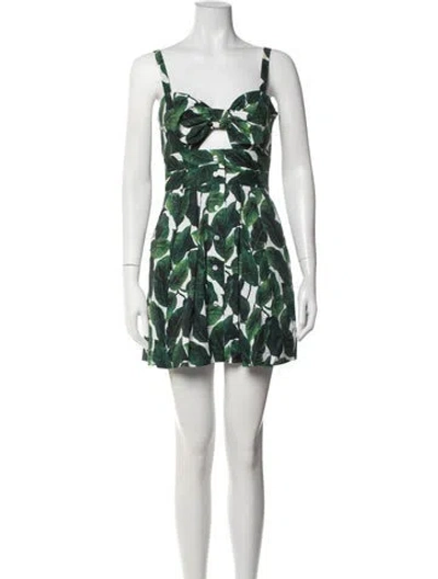Pre-owned Milly Floral Print Mini Dress In Green