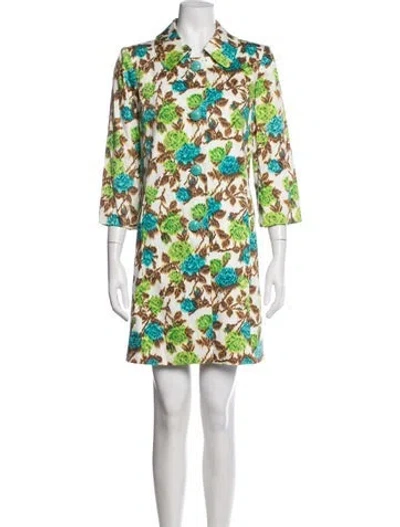 Pre-owned Milly Floral Print Mini Dress In Green