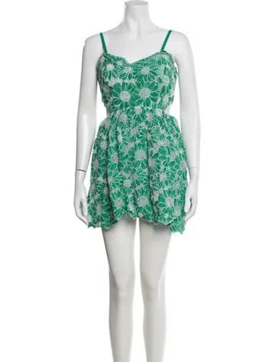 Pre-owned Milly Floral Print Mini Dress In Green