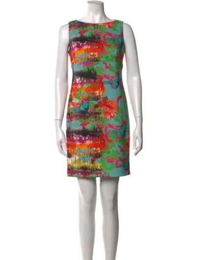 Pre-owned Milly Floral Print Mini Dress In Green