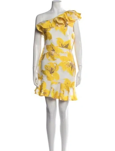 Pre-owned Milly Floral Print Mini Dress In Metallic/white
