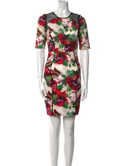 Pre-owned Milly Floral Print Mini Dress In Multi
