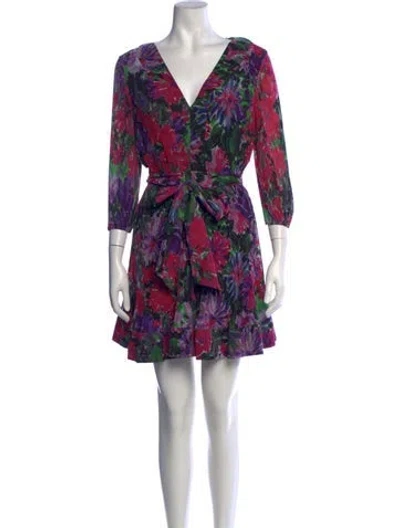 Pre-owned Milly Floral Print Mini Dress In Multicolor