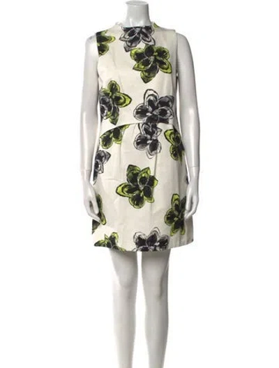 Pre-owned Milly Floral Print Mini Dress In Neutral