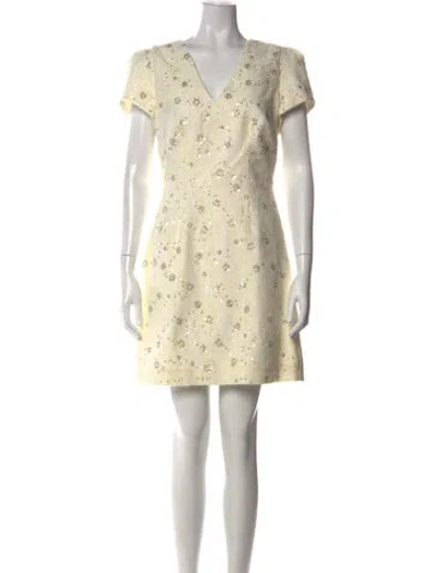 Pre-owned Milly Floral Print Mini Dress In Neutral