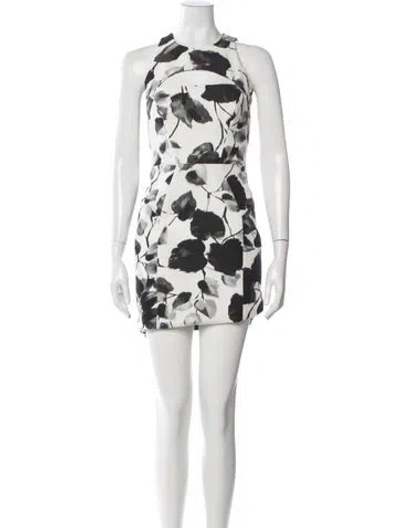 Pre-owned Milly Floral Print Mini Dress In Neutral