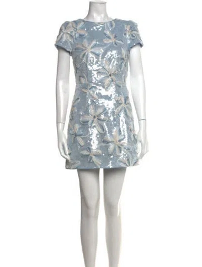 Pre-owned Milly Floral Print Mini Dress In Neutral