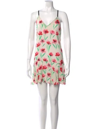 Pre-owned Milly Floral Print Mini Dress In Neutrals