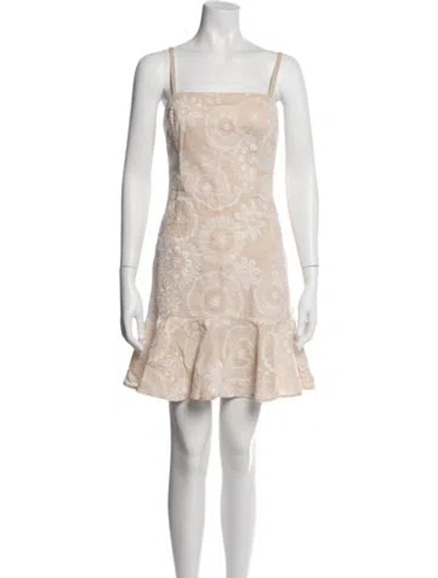 Pre-owned Milly Floral Print Mini Dress In Neutrals