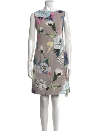 Pre-owned Milly Floral Print Mini Dress In Neutrals