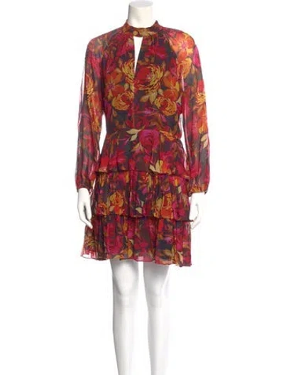 Pre-owned Milly Floral Print Mini Dress In Orange