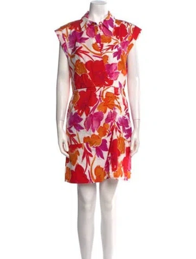 Pre-owned Milly Floral Print Mini Dress In Orange