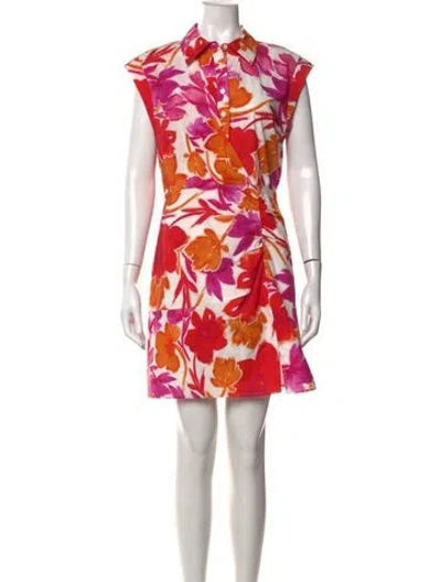 Pre-owned Milly Floral Print Mini Dress In Orange