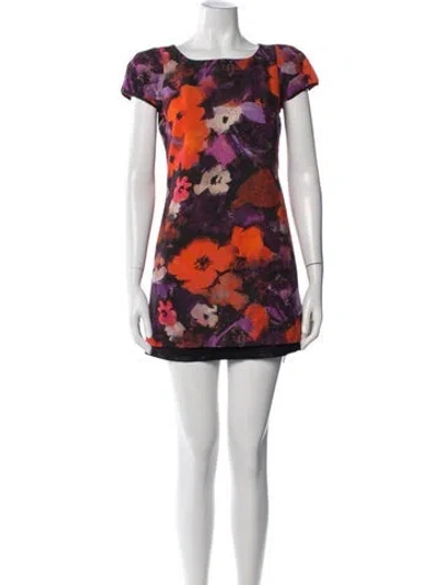 Pre-owned Milly Floral Print Mini Dress In Orange/purple