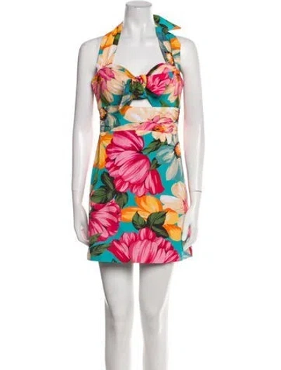 Pre-owned Milly Floral Print Mini Dress In Pink