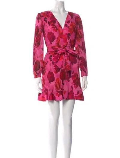 Pre-owned Milly Floral Print Mini Dress In Pink