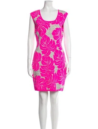 Pre-owned Milly Floral Print Mini Dress In Pink