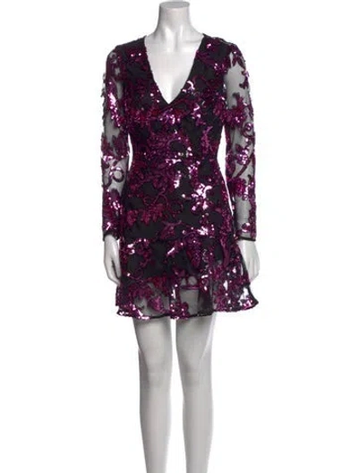Pre-owned Milly Floral Print Mini Dress In Purple