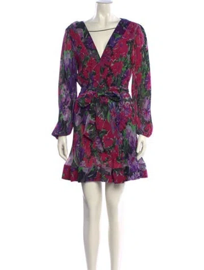 Pre-owned Milly Floral Print Mini Dress In Purple
