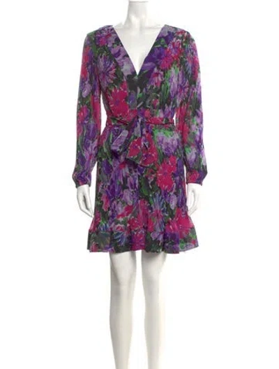 Pre-owned Milly Floral Print Mini Dress In Purple