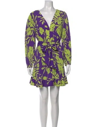 Pre-owned Milly Floral Print Mini Dress In Purple