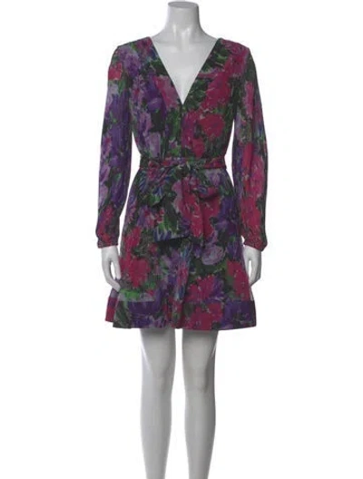 Pre-owned Milly Floral Print Mini Dress In Purple