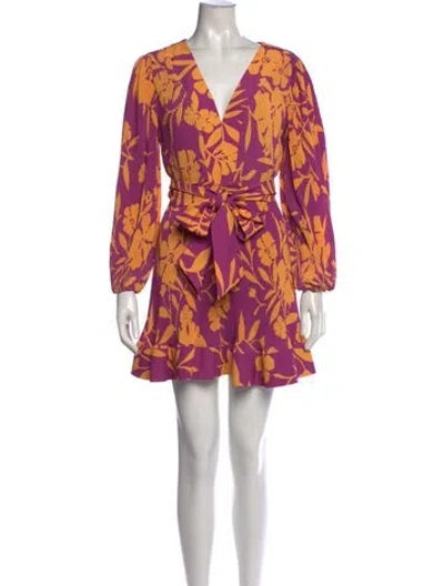 Pre-owned Milly Floral Print Mini Dress In Purple