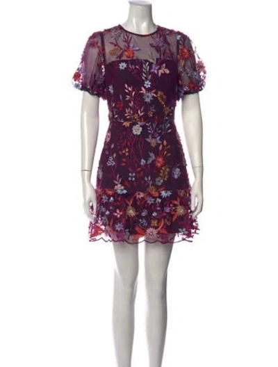 Pre-owned Milly Floral Print Mini Dress In Purple