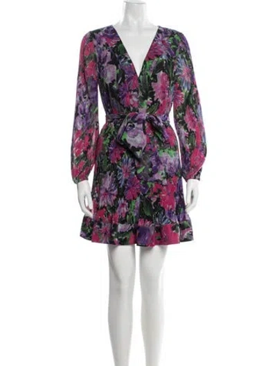 Pre-owned Milly Floral Print Mini Dress In Purple