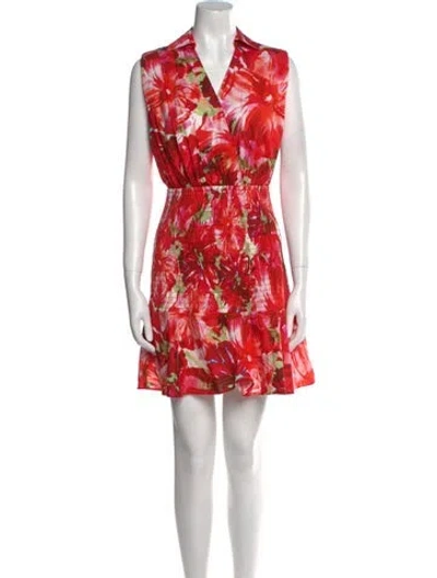 Pre-owned Milly Floral Print Mini Dress In Red