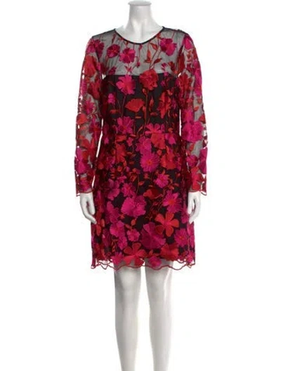 Pre-owned Milly Floral Print Mini Dress In Red