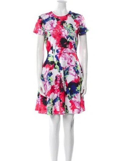 Pre-owned Milly Floral Print Mini Dress In Red