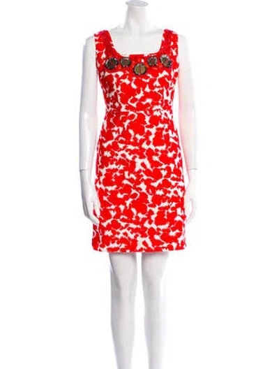 Pre-owned Milly Floral Print Mini Dress In Red