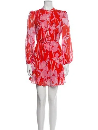 Pre-owned Milly Floral Print Mini Dress In Red
