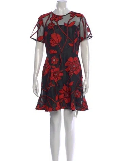 Pre-owned Milly Floral Print Mini Dress In Red