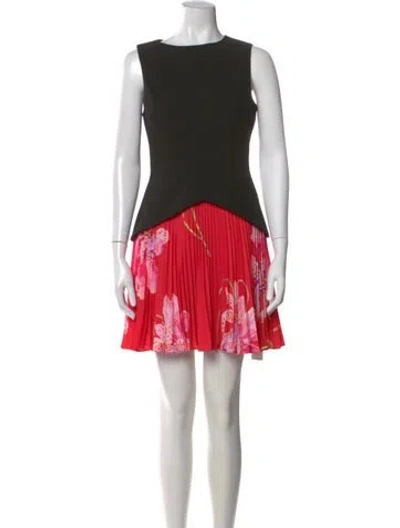 Pre-owned Milly Floral Print Mini Dress In Red