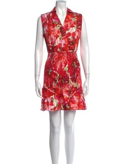 Pre-owned Milly Floral Print Mini Dress In Red