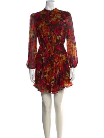 Pre-owned Milly Floral Print Mini Dress In Red