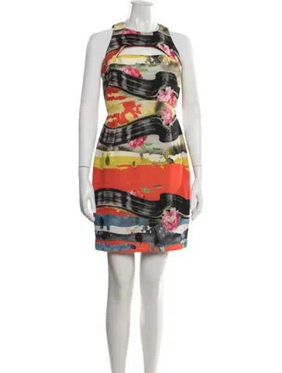 Pre-owned Milly Floral Print Mini Dress In Red