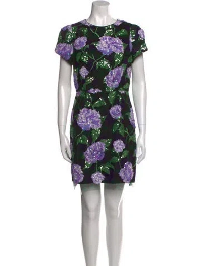 Pre-owned Milly Floral Print Mini Dress W/ Tags In Black