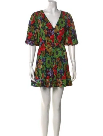 Pre-owned Milly Floral Print Mini Dress W/ Tags In Black