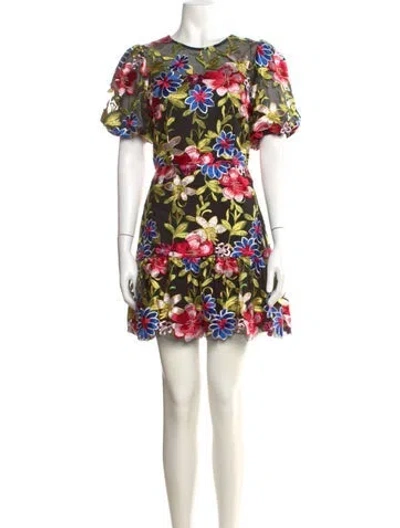 Pre-owned Milly Floral Print Mini Dress W/ Tags In Black
