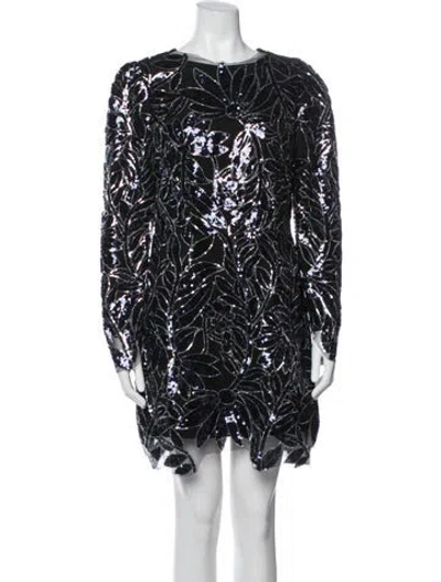Pre-owned Milly Floral Print Mini Dress W/ Tags In Black