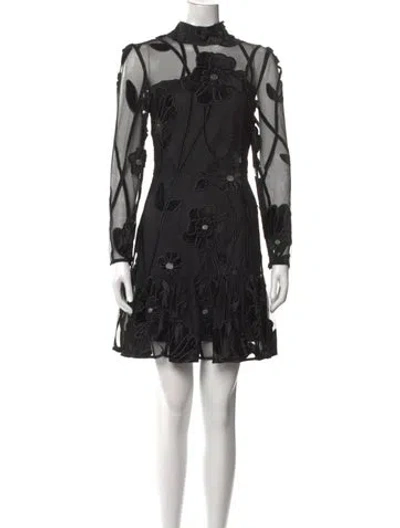 Pre-owned Milly Floral Print Mini Dress W/ Tags In Black