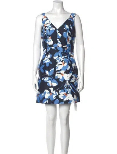 Pre-owned Milly Floral Print Mini Dress W/ Tags In Blue
