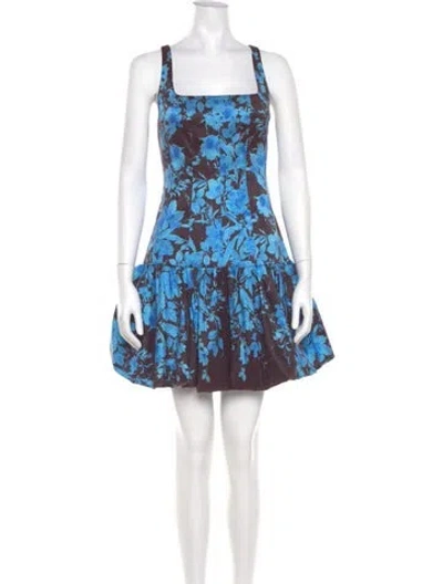 Pre-owned Milly Floral Print Mini Dress W/ Tags In Blue