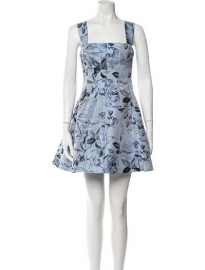 Pre-owned Milly Floral Print Mini Dress W/ Tags In Blue