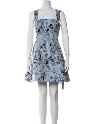 Pre-owned Milly Floral Print Mini Dress W/ Tags In Blue